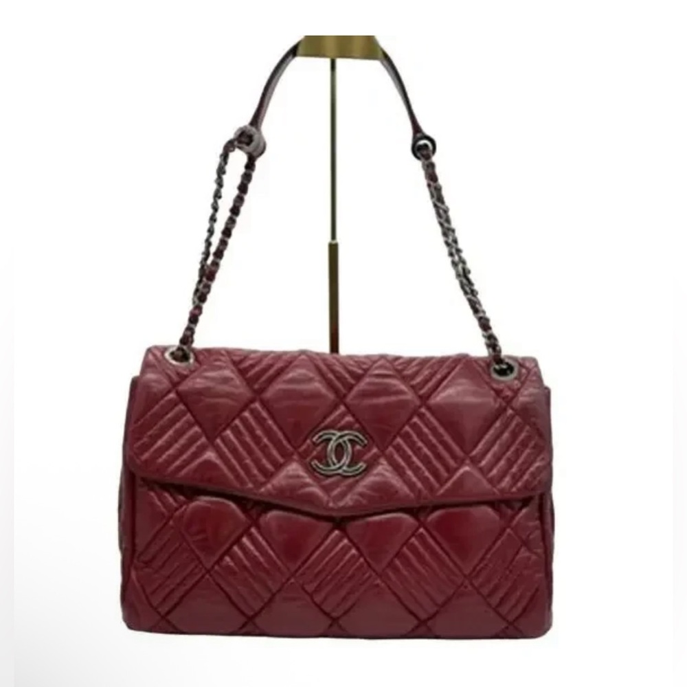 Chanel Lambskin In & Out‎ Jumbo Maxi Flap Red*Gunmetal hardware Karl Lagerfeld